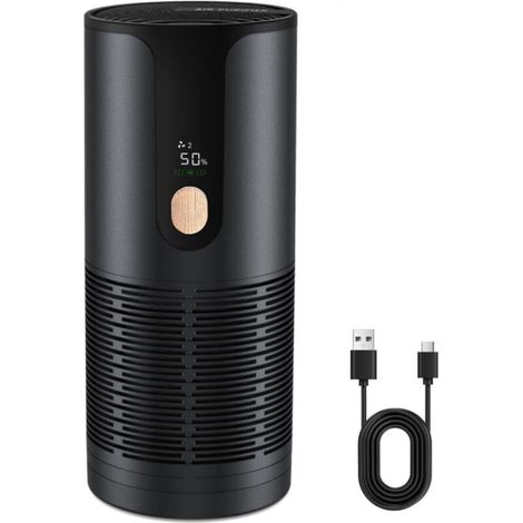 Mini car air purifier, quiet, portable, small, black (1/5)