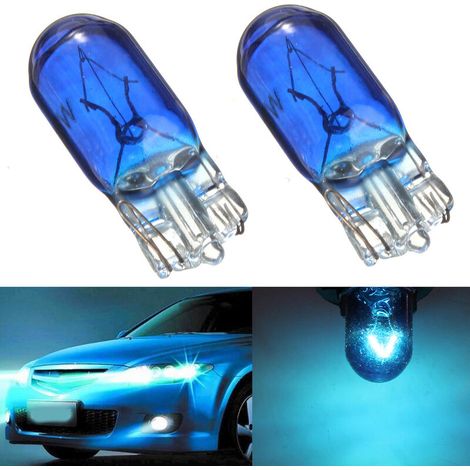 FlkwoH 2x T10 W5W 501 5W voiture ampoule halogène tableau de bord intérieur cale coté lumière lampe bleu (1/3)