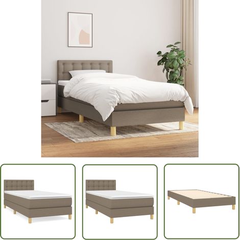 The Living Store Sommier à lattes de lit avec matelas Taupe 100x200 cm Tissu - Lit Tapissier - Lit Double - Matelas À Ressorts Ensachés - Literie - Chambre À Coucher (1/5)