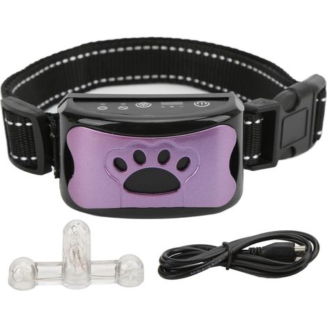 USB-aufladbar, wasserdicht, einstellbare Vibration, intelligente Erkennung, perlmuttfarbenes Antibellhalsband für Hunde (1/5)
