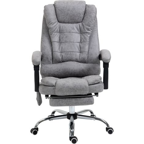 Fauteuil direction massant chauffant réglable inclinable gris microfibre (1/5)