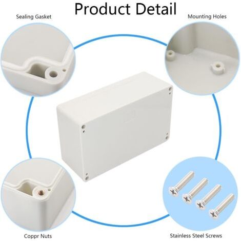 Boîte de jonction étanche IP65, boîtier électrique en plastique ABS, boîtier pour projets électroniques DIY, boîtier d'alimentation blanc. (1/3)