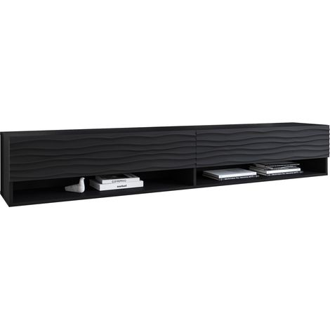 Meuble TV Sarasota 119, Graphite + Noir, Le nombre de portes: 2, Nombre de tiroirs: 0, 180x30x33cm, LED: Disponible (1/5)