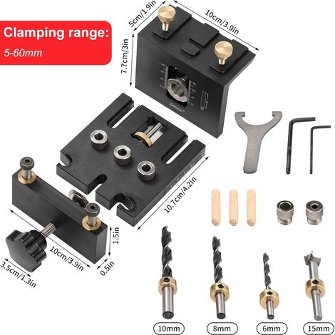 3-in-1 Bohrlehre 6/8/10/15 mm Bohrführung Bohren Zentrierhilfe Dübellehren-Kit