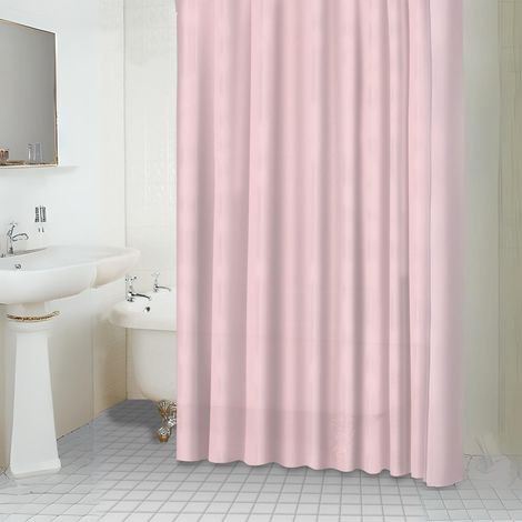 Homemaison – Rideau de douche 180x180 cm – Aspect tissu rose boudoir – 100% polyester – Lavable en machine – 12 crochets en métal inclus