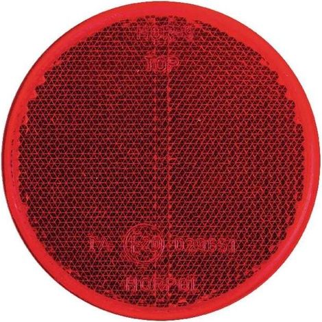 Catadioptre rond rouge 75mm autocollant adhésif à coller réflecteur remorque tracteur voiture arrière (1/2)