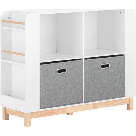 Libreria Per Bambini Scaffale Portaoggetti Mobili Per Cameretta Con Due Cassetti In Tessuto Non Tessuto Bianco Naturale 100x35x80cm KMB85-W SoBuy (1/5)