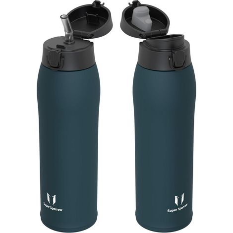 Trinkflasche Edelstahl Thermosflasche BPAfrei 2 Deckel 950 ml M- Jade (1/5)