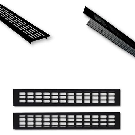 2 Pack Aluminum Air Vent Grille for Ventilation Kitchen Bathroom Toilet Garage and Living Room Air Vent Grille Extraction Grille 50cm Black (1/5)