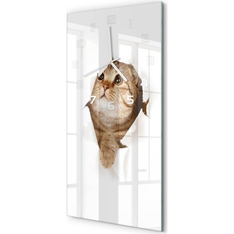 Horloge Murale Rectangulaire Verticale Design Artistique Silencieuse 30x60 cm Chat 30x60 cm (1/5)