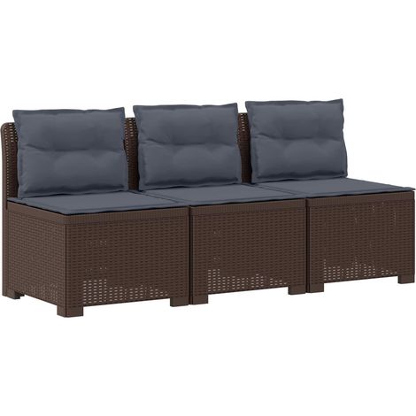 Maison Exclusive - 3-Sitzer Garten Sofa mit Kissen Rattan-Look PP (1/5)