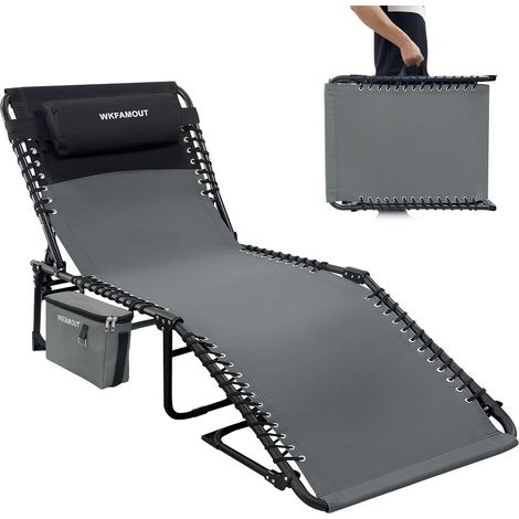 Chaise longue pliable 5 positions avec sac isotherme