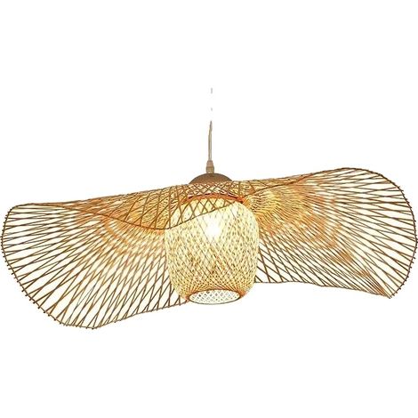 Lámpara colgante, material de bambú, LED integrado, bombilla no incluida, diámetro 55 cm. (1/2)