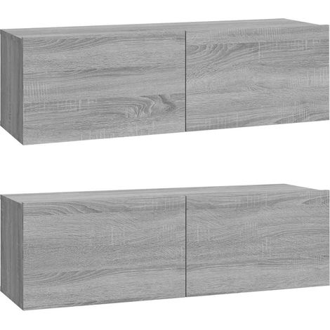 Meubles TV  Banc TV  Armoire TV muraux 2pcs sonoma gris 100x30x30 cm bois ingénierie (1/5)