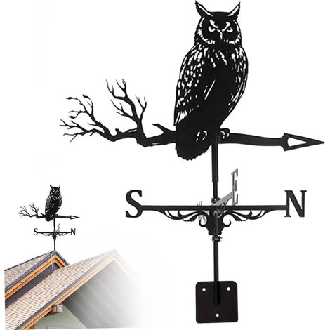 Bandierina segnavento, bandierine segnavento in metallo, supporto per tetto, bandierine segnavento a forma di gufo, bandierina segnavento per giardino, cortile, capanni, patio, decorazioni (1/5)