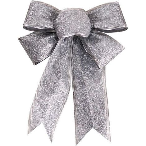 Paquet de 5 Nœuds Décoratifs en Tissu à Paillettes de Noël - Argent (1/5)