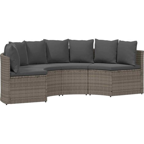 Sofa Set 2 pcs Grey Solid Acacia Wood and Poly Ratten vidaXL