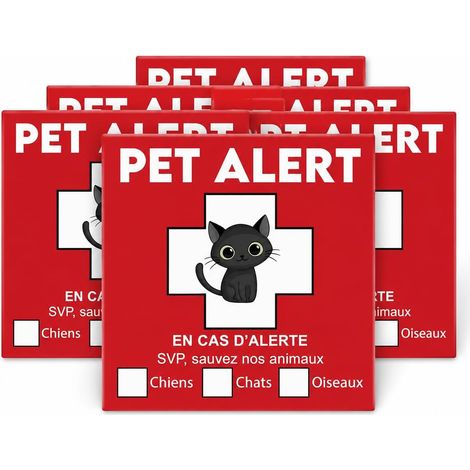 pegatinas de emergencia para mascotas, pegatinas de alerta para mascotas en francés, pegatinas de 10 cm, instrucciones de rescate para puertas y ventanas, pegatinas de seguridad para las (1/5)