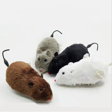 Souris à fourrure pour chat - Jouet réaliste à remonter - Fournitures pour animaux domestiques (1 pièce couleur aléatoire) (1/5)