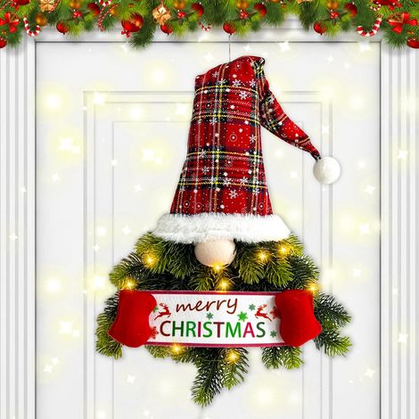 Couronne porte Noël LED 69 cm Couronne Noël l extérieur lumière LED Décoration porte Noël Fonctionne piles porte d (1/5)
