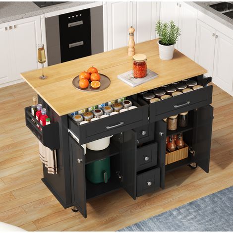 Küchenwagen mit klappbarer Arbeitsplatte 140x40/65 cm OKMYHOME (1/5)