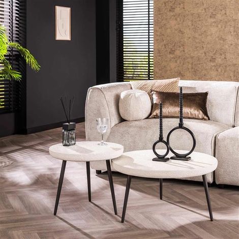 Coffee Table Round Stone set of 2 (1/5)