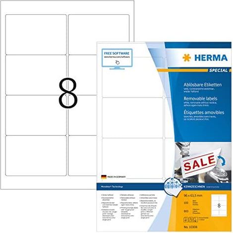 HERMA Etikett 10308 96x63,5mm weiß 800 St./Pack. (1/5)