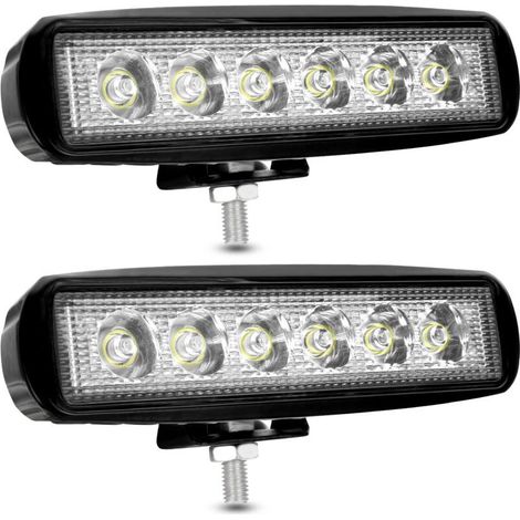 Phare de Travail LED 12V 18W Projecteur LED Voiture 12v Spot Flood Feux Antibrouillard LED 9,200lm Feux de Travail pour Voiture Camion Tracteur SUV Bateau [2 pièces] (1/5)