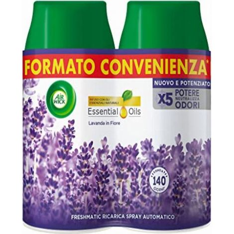 Air Wick Freshmatic Ricarica Bipacco Lavanda in Fiore Profumatore per ambiente 250 ml x 2