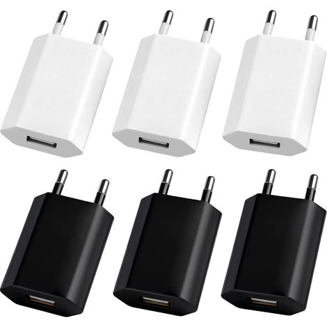 6 Pièces Prise USB Secteur 5V 1A Universel Bloc Chargeur Ultra Mince (1/5)