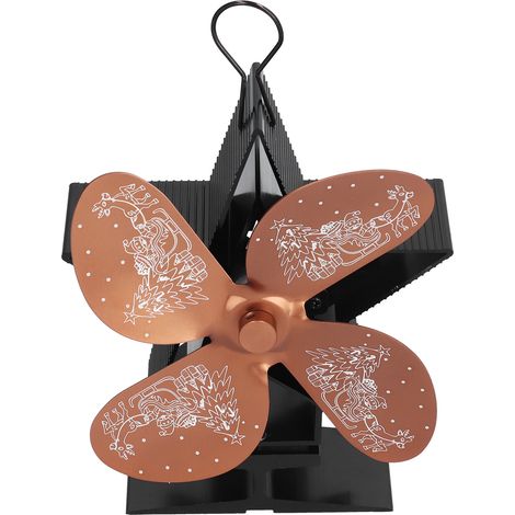 Ventilateur de cheminée à 4 pales, motif Père Noël, pour une distribution optimale de la chaleur et une circulation d'air chaud (bronze) (1/5)