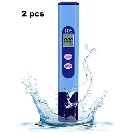 Lot de 2 testeurs TDS, testeur de qualité de l'eau avec écran LCD, plage de mesure de 0 à 9990 ppm, portable, pour l'aquaculture, les piscines et les robinets domestiques (1/4)