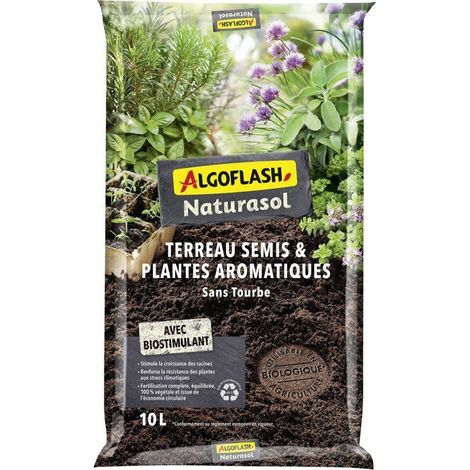 Terreau - ALGOFLASH NATURASOL - Semis plantes aromatiques - Sans tourbe - 10 L (1/2)