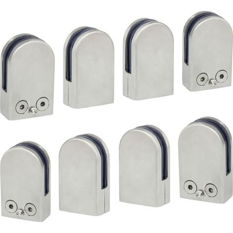 Stück (6–8 mm) Glasklemmen, Glashalter aus Edelstahl 304, Flachklemmen für Handläufe, Fenster, Balustraden, verstellbar, Treppen – Crezuo