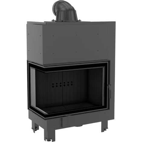 Insert cheminée MBA 17 BS Black vitre à gauche ouverture relevable + 4 bouches recuperateur (1/5)