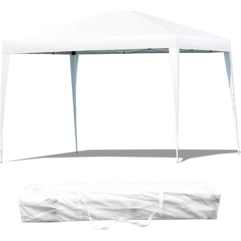 Gazebo Pieghevole da Giardino Padiglione da Esterno Tendone, Ideale per Festa Campeggio Evente, incl. Borsa da Trasporto, 3 X 3 m (Bianco) (1/5)