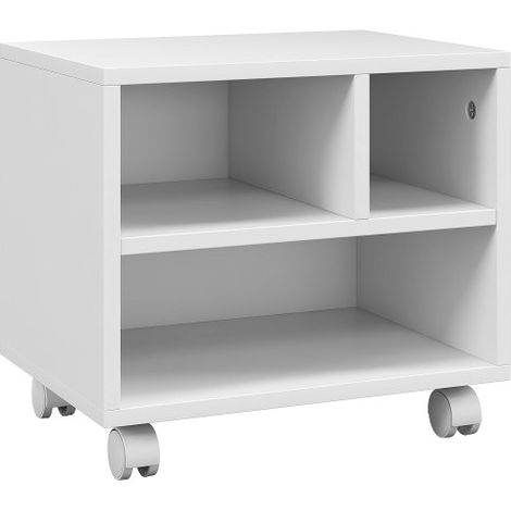 Mobile Three-Compartment Printer Cabinet in White for Organized Office Storage (1/5)