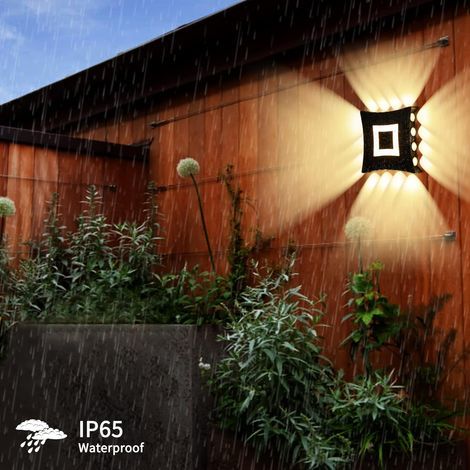 22W Moderne COB LED Indoor Outdoor Wandleuchte, Aluminium und Acryl Wandleuchte IP65 wasserdicht, 3000K warmweißes Licht für Gartenkorridor Schlafzimmer, Schwarz (1/5)
