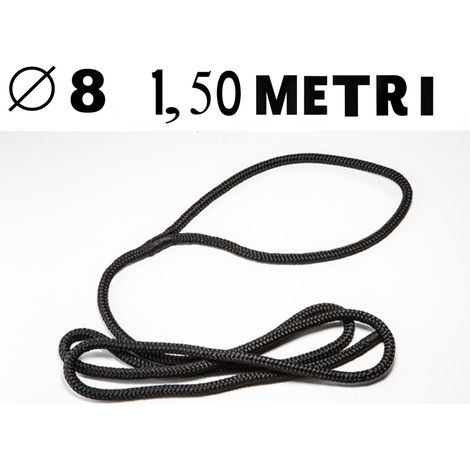 Cima in poliestere con occhiello per fissaggio parabordi diametro 8 mm 1,50 metri nera nautica
