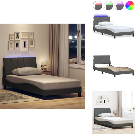 Bettgestell ohne Matratze Dunkelgrau 100x200 cm Stoff - Bettgestell - Bettgestelle - Bettrahmen - Bett (1/5)
