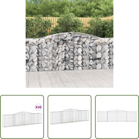 Panier de gabion - Paniers à gabions arqués 20 pcs 400x50x100/120 cm Fer galvanisé (1/5)