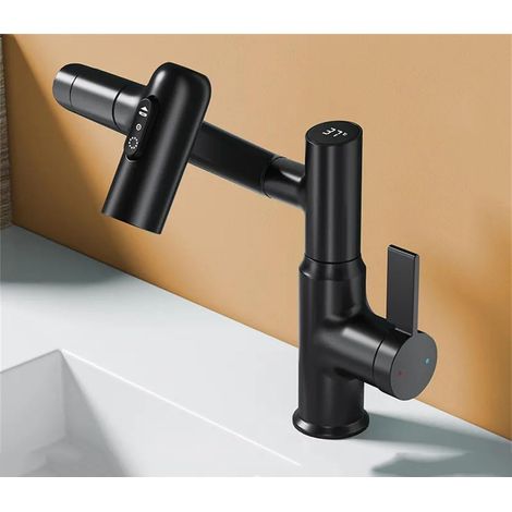Robinet De Lavabo À Affichage Numérique LED, Salle De Bains, Rotation À 360 Degrés, Pulvérisateur À Jet Multifonction, Mélangeur D'eau Chaude Et Froide, Robinet De Lavage (1/5)
