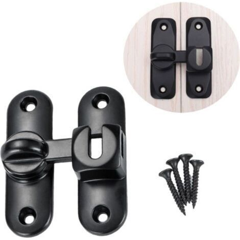 Serrure de porte coulissante à 90 degrés en acier inoxydable avec vis, pour cuisine, chambre, salle de bain, noir (1/4)