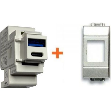 Perry presa caricatore USB A+C 3A compatibile Light Tech grigia - 1MCUSB002B