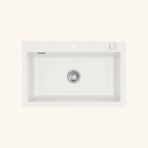 Évier céramique blanc brillant Systemceram MERA 1 bac 800x510 mm (1/2)