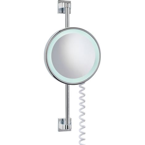 Miroir cosmétique à LED agrandissement 5 fois avec barre murale