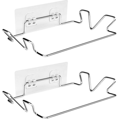 Lot de 2 porte-sacs à ordures avec 2 autocollants muraux, support de sac poubelle monté au mur, porte-sac de transport, cintre en ac (1/4)