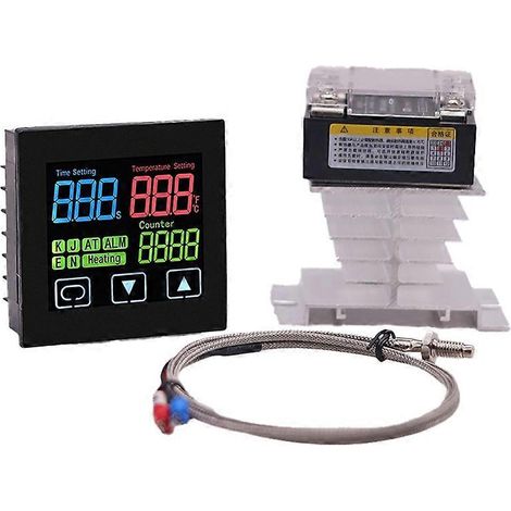 Thermostat pour presse à chaud SSR 40A avec minuterie et compteur, régulateur de température PID (1/5)