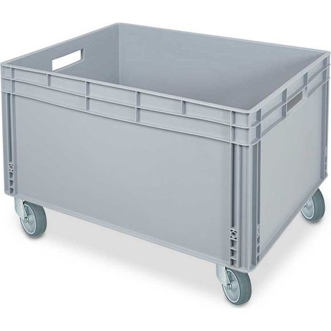 BRB Stapelbehälter mit 2 Durchfassgriff und 4 Rollen, LxBxH 800 x 600 x 545 mm, grau (1/2)