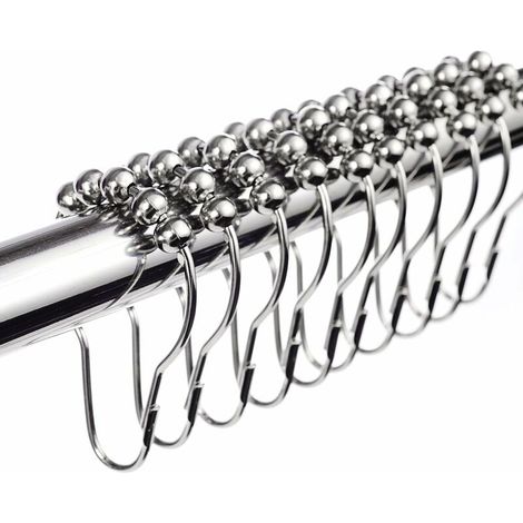 Lot de 12 anneaux de rideau de douche en acier inoxydable chromé, argent – DELKEVIC